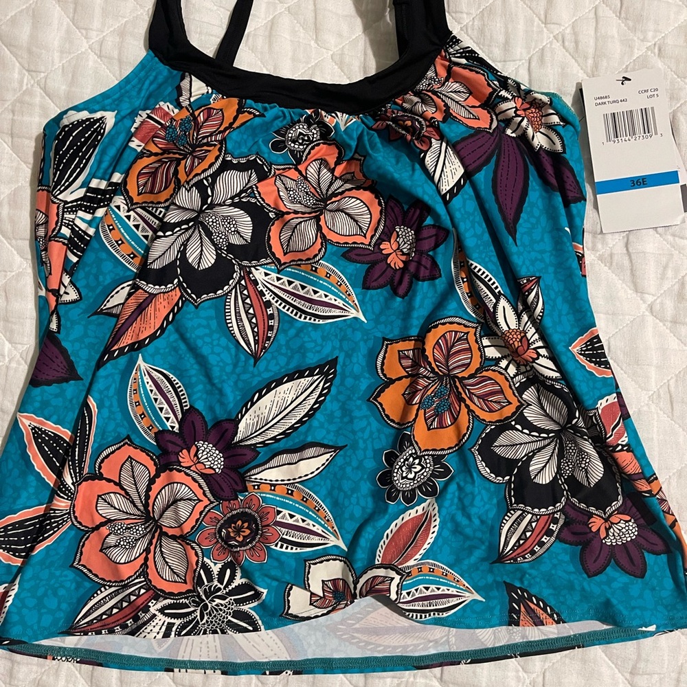 Cocoa Reef bras sizes swimwear tankini top, 36 E with underwire